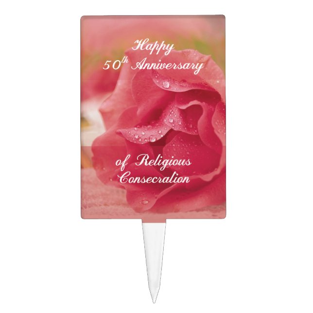 50th Anniversary of Religious Consecration Rose Cake Topper (Front)