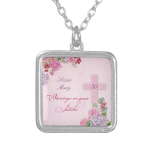 50th Anniversary of Religious Life Catholic Nun Silver Plated Necklace