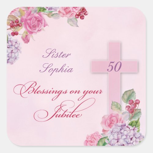 50th Anniversary of Religious Life Catholic Nun Square Sticker