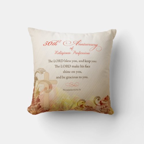 50th Anniversary of Religious Profession Nun Throw Pillow