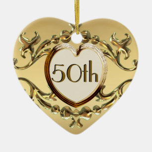 50th Anniversary Or 50th Birthday Heart Ornament