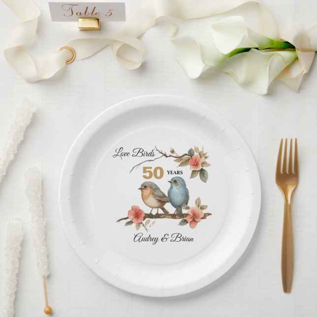 50th Anniversary or Any Year Personalized Paper Plates (Wedding)