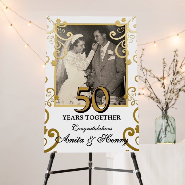 50th Anniversary or Any Year Photo Welcome Sign (In Situ (Stand))