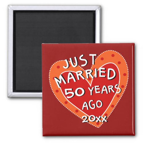 50th Anniversary or Any Yr Whimsical Heart Gift Magnet