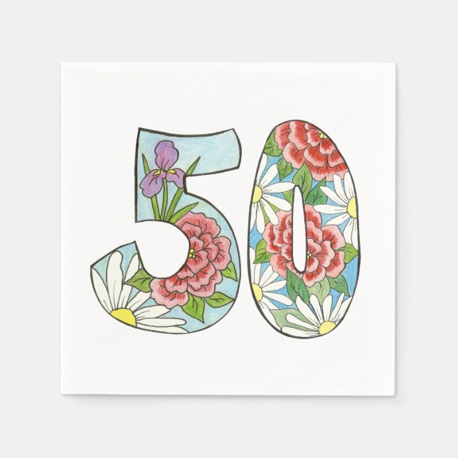 50th Anniversary or Birthday Paper Napkins (Front)