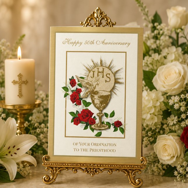 50th Anniversary Ordination Chalice Elegant Card (Creator Uploaded)