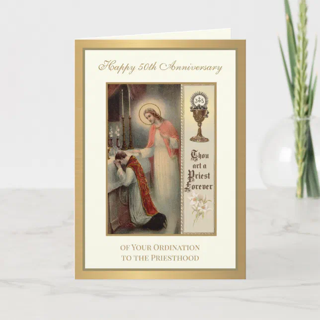 50th Anniversary Ordination Chalice Elegant Card | Zazzle