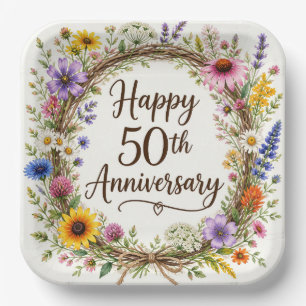 50th Anniversary Paper Plates, Fiftieth Wedding Plates