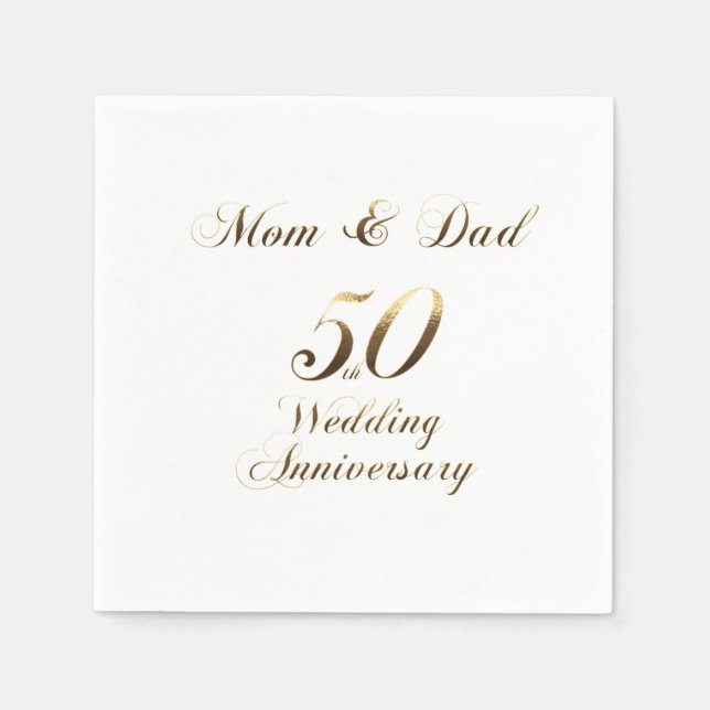50th Anniversary Parents Golden Wedding Napkins (Front)