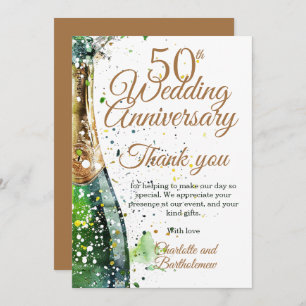 50th Anniversary Party Bubbly Bottle Thank You Card