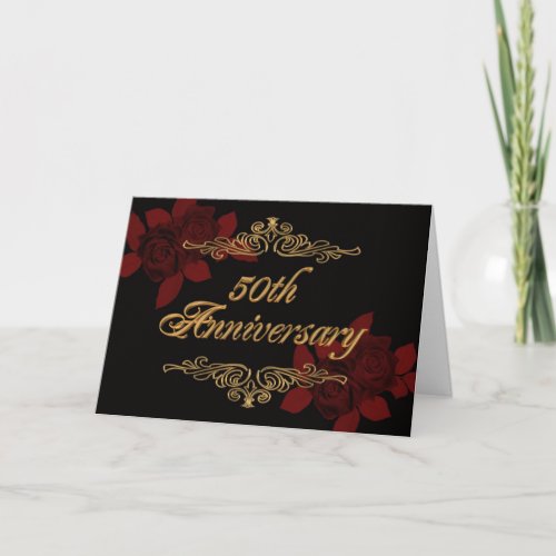 50th anniversary party card invite red black