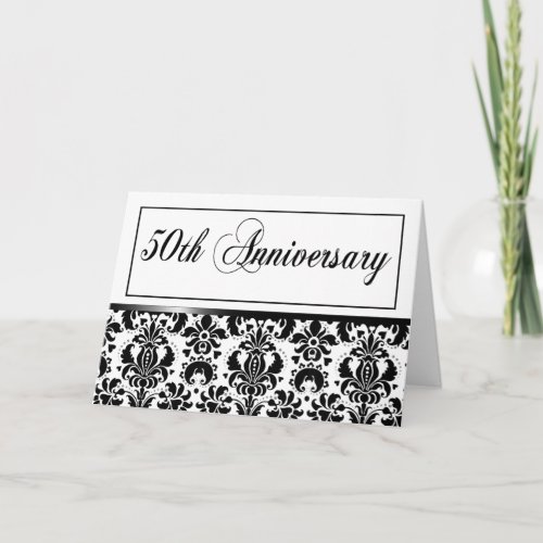 50th Anniversary Party Chaucerblack  white Invitation