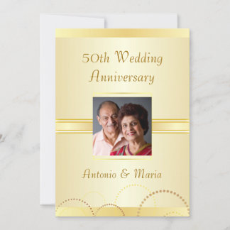 50th Anniversary Party Elegant Gold Invitations