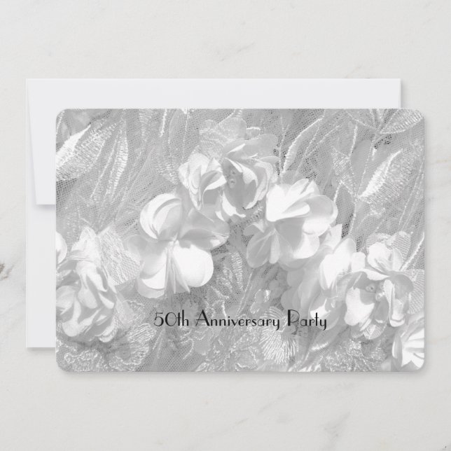 50th Anniversary Party Elegant White Floral Lace Invitation (Front)