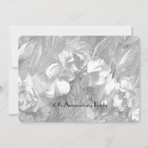 50th Anniversary Party Elegant White Floral Lace Invitation