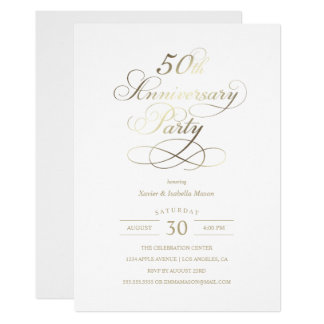 50th Anniversary Party | Faux Gold Foil Invitation
