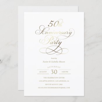 50th Anniversary Party | Faux Gold Foil Invitation by PinkMoonPaperie at Zazzle
