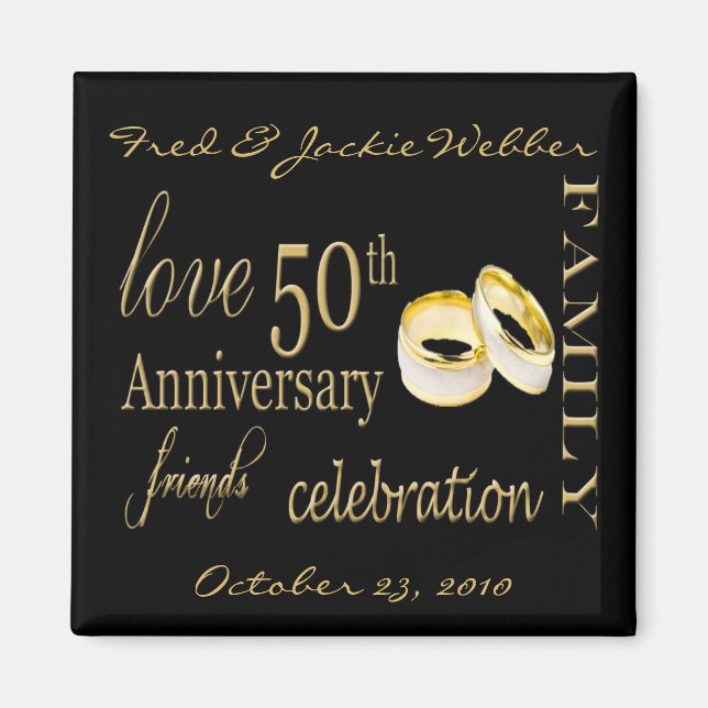 50th Anniversary Party Favor - Easy to Personalize Magnet (Front)