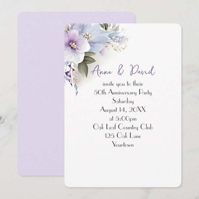 50th Anniversary Party Floral Bouquet Invitation (Front/Back)
