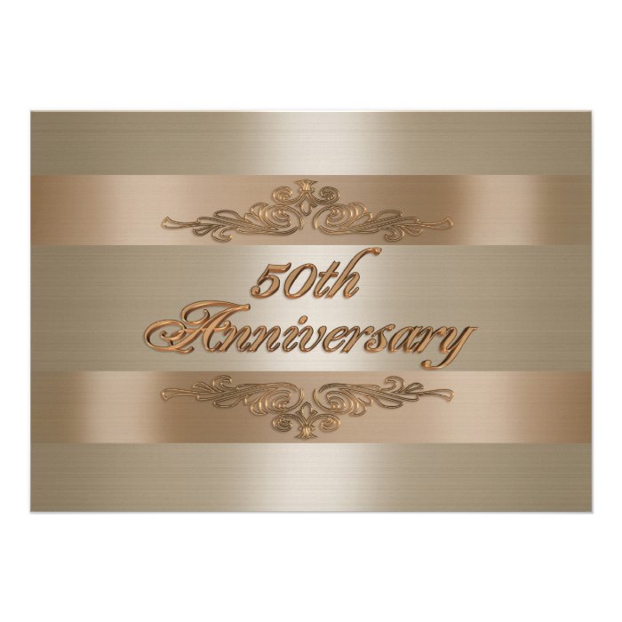 50th anniversary party gold satin invitation