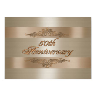 50th anniversary party gold satin invitation