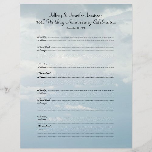 50th Anniversary Party Guest Book Sign_In Page