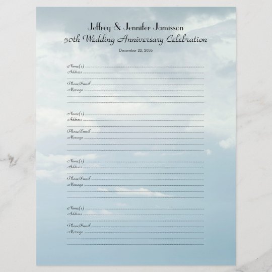50th Anniversary Party Guest Book SignIn Page