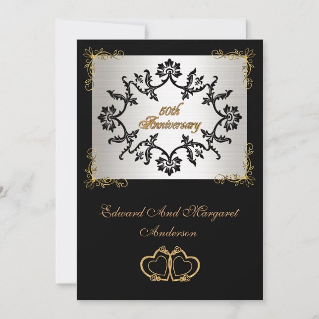 50th Anniversary party invitation black and whit.. (Front)