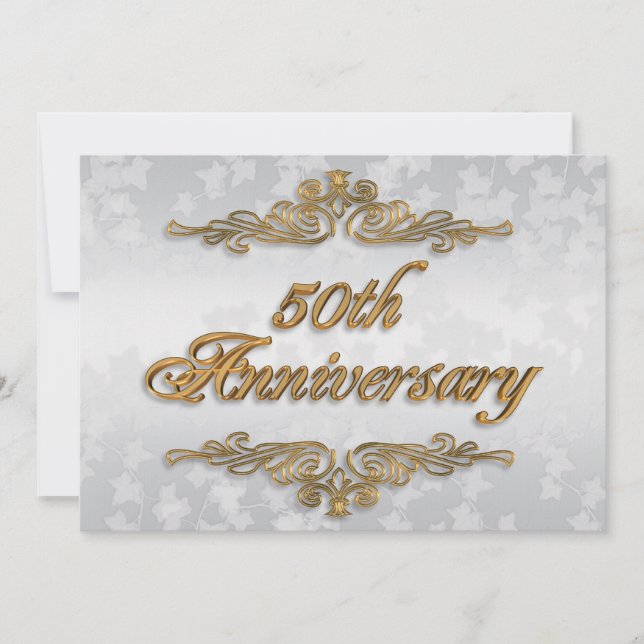 50th anniversary party invitation card elegant (Front)