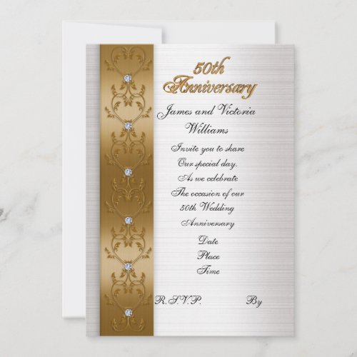 50th anniversary party invitation elegant gold