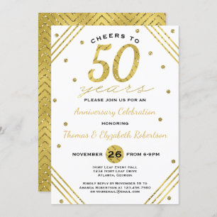 50th Anniversary Party Invitation, Faux Gold Invitation
