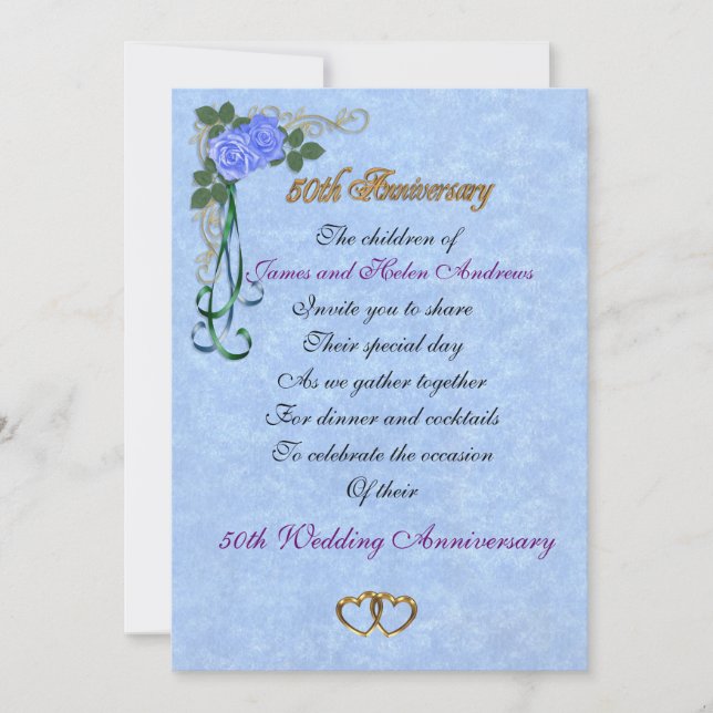 50th anniversary party invitation for parents (Front)