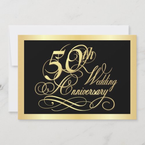 50th Anniversary Party Invitation - Gold and Black