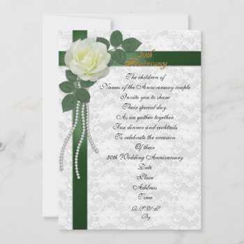 50th Anniversary Party Invitation White Rose by Irisangel at Zazzle