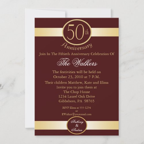 50th Anniversary Party Invitations