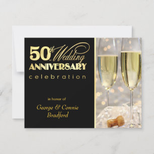 50th Anniversary Party Invitations - Black Gold