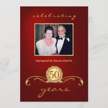 50th Anniversary Party Invitations - Elegant Red by SquirrelHugger at Zazzle