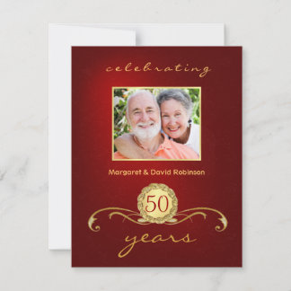 50th Anniversary Party Invitations - Elegant Red