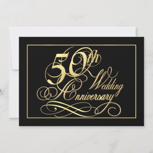 50th Anniversary Party Invitations - Formal Gold