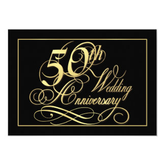 50th Anniversary Party Invitations - Formal Gold