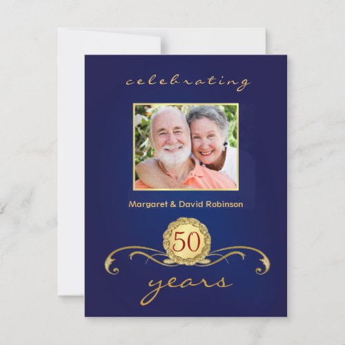 50th Anniversary Party Invitations - Royal Blue