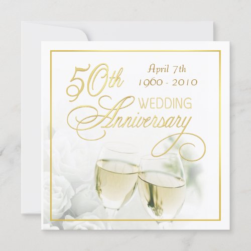 50th Anniversary Party Invitations - Square