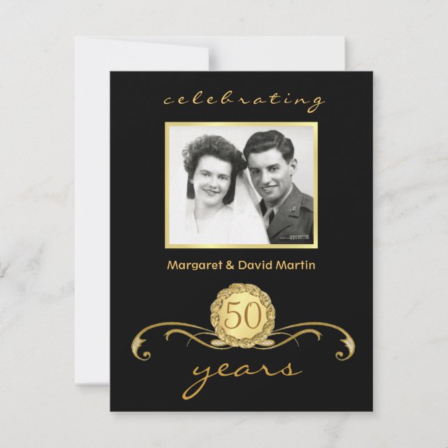 50th Anniversary Party Invitations Vintage Accents (Front)