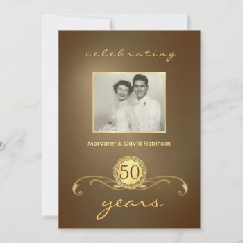50th Anniversary Party Invitations - Vintage Gold by SquirrelHugger at Zazzle