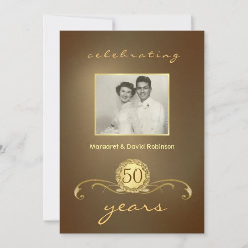 50th Anniversary Party Invitations - Vintage Gold