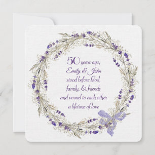 50th Anniversary Party Lavender Wreath Invitation