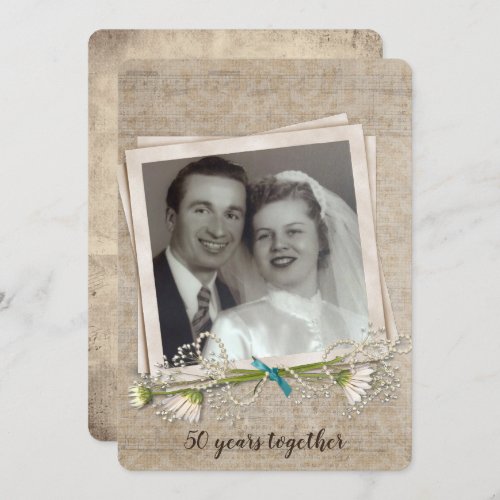 50th anniversary party old_fashioned photo frame invitation