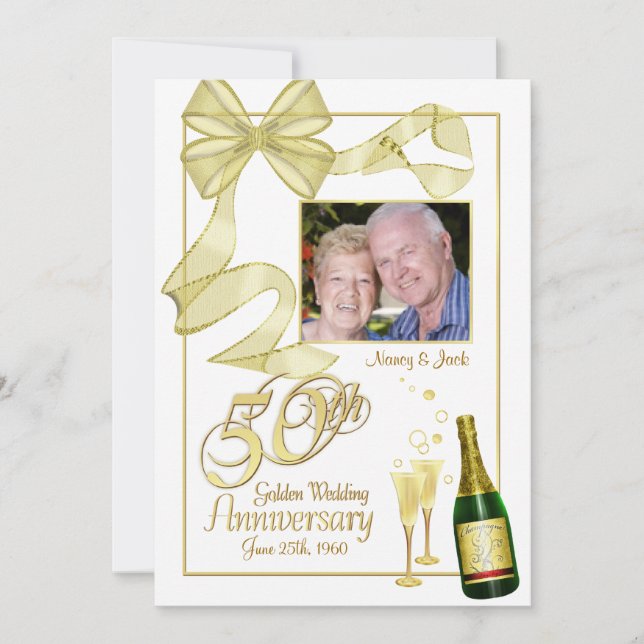 50th Anniversary Party Photo Invitations - Bargain (Front)