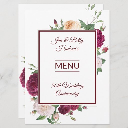 50th Anniversary Party - Reception Menu | Zazzle