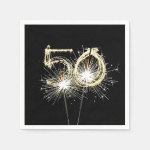 50th Anniversary Party Sparklers on Black Napkins